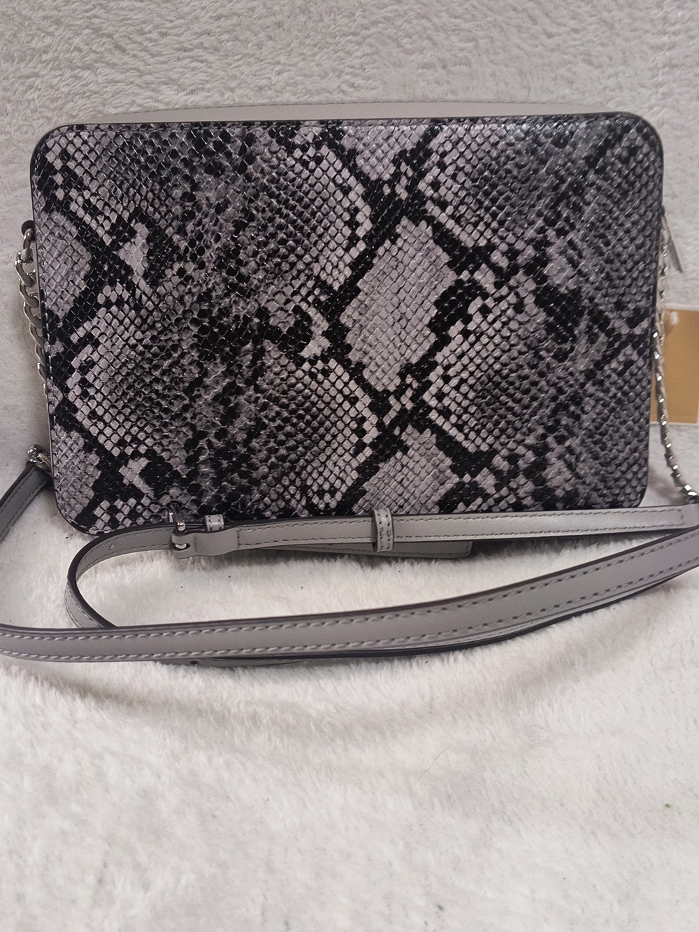 Michael Kors Black and Gray Snake Print Crossbody Bag NWT - Picture 2 of 10